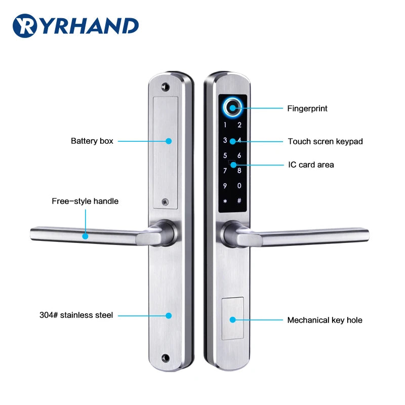 Waterproof stainless steel biometric lock with fingerprint sensor