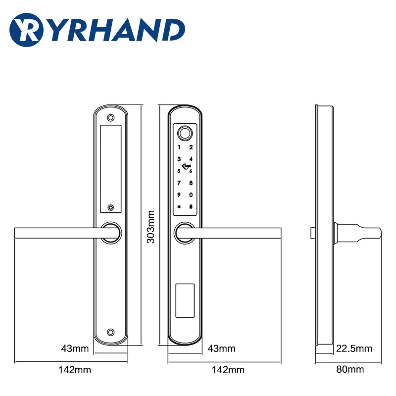 Waterproof stainless steel biometric lock with fingerprint sensor