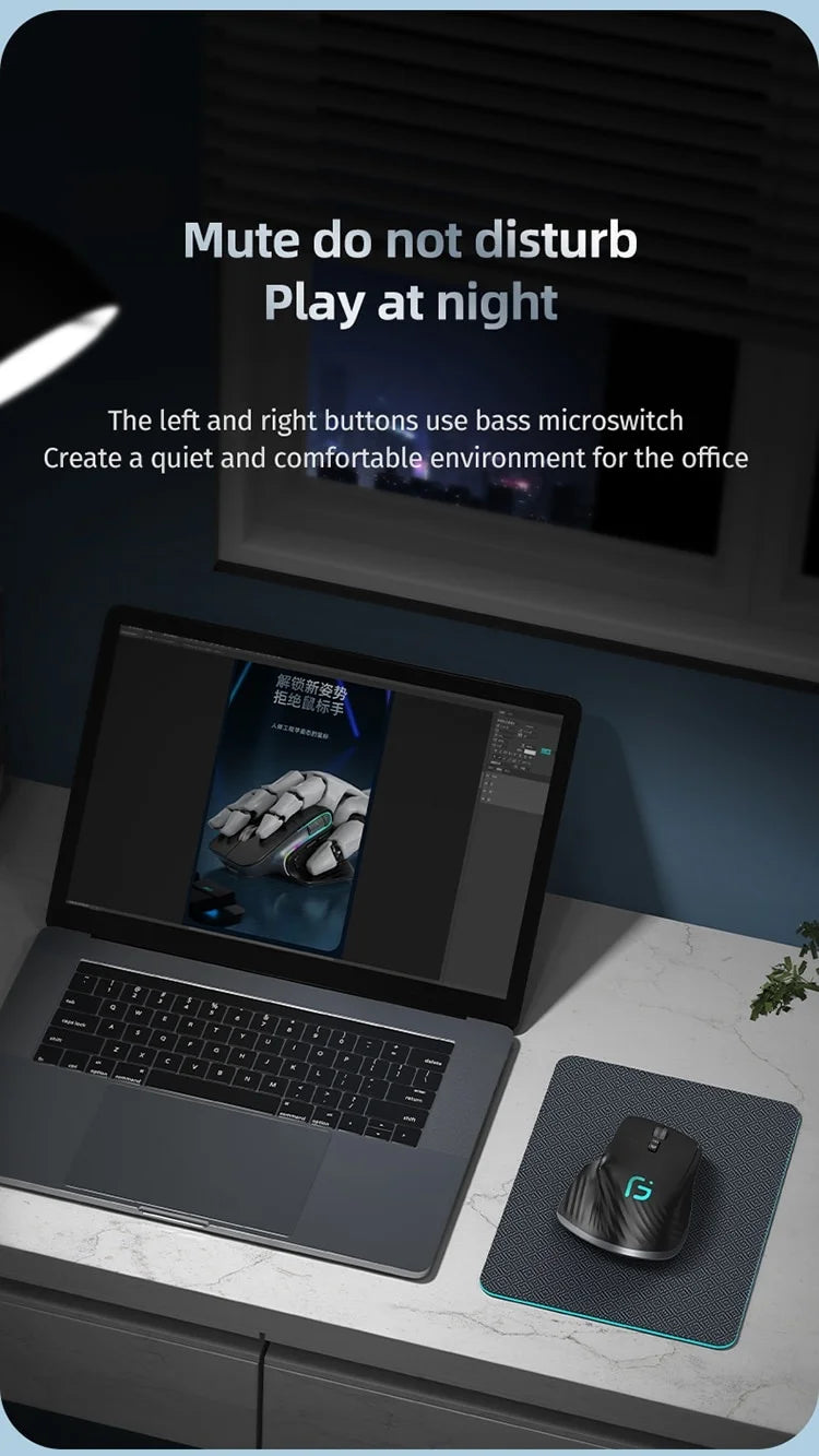 Wireless Optical Mouse for Right-Handed Gamers Portable USB BT 5.0 2.4G Interface Multi-Device Compatibility Vertical Stock!