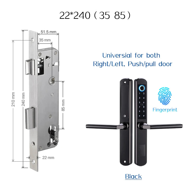 Waterproof stainless steel biometric lock with fingerprint sensor