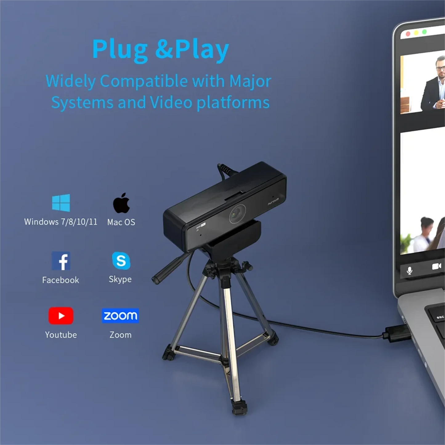 Nuroum V11 High Quality 1080p 60fps Full Hd Plug And Play Computer Usb Web Camera Mini Webcam 2K For Pc Laptop With Microphone