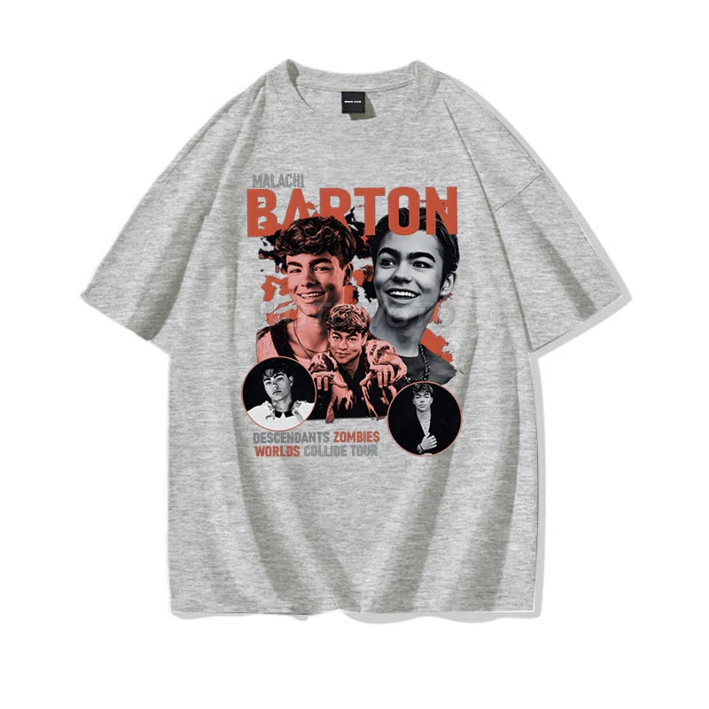 Men Women Clothing Descendants Zombies World Tour Matching Shirt Malachi Barton Cotton T-Shirt Disneyland Summer Tour 2025 Shirt