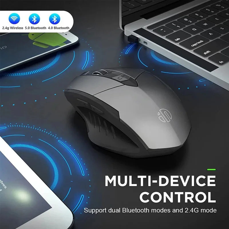 Bluetooth Compatible Mouse Rechargeable 2.4G INPHIC Wireless Mouse Office Mute Support PC Laptop Tablet Smartphone Universal