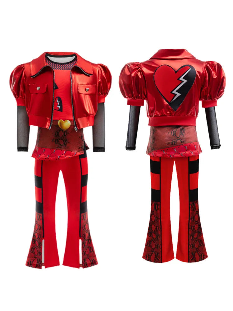 Movie The Rise of Red Cosplay Costume for Girls Christmas Halloween Carnival Dress Descendants 4 New Year Full Set Outfits Wig
