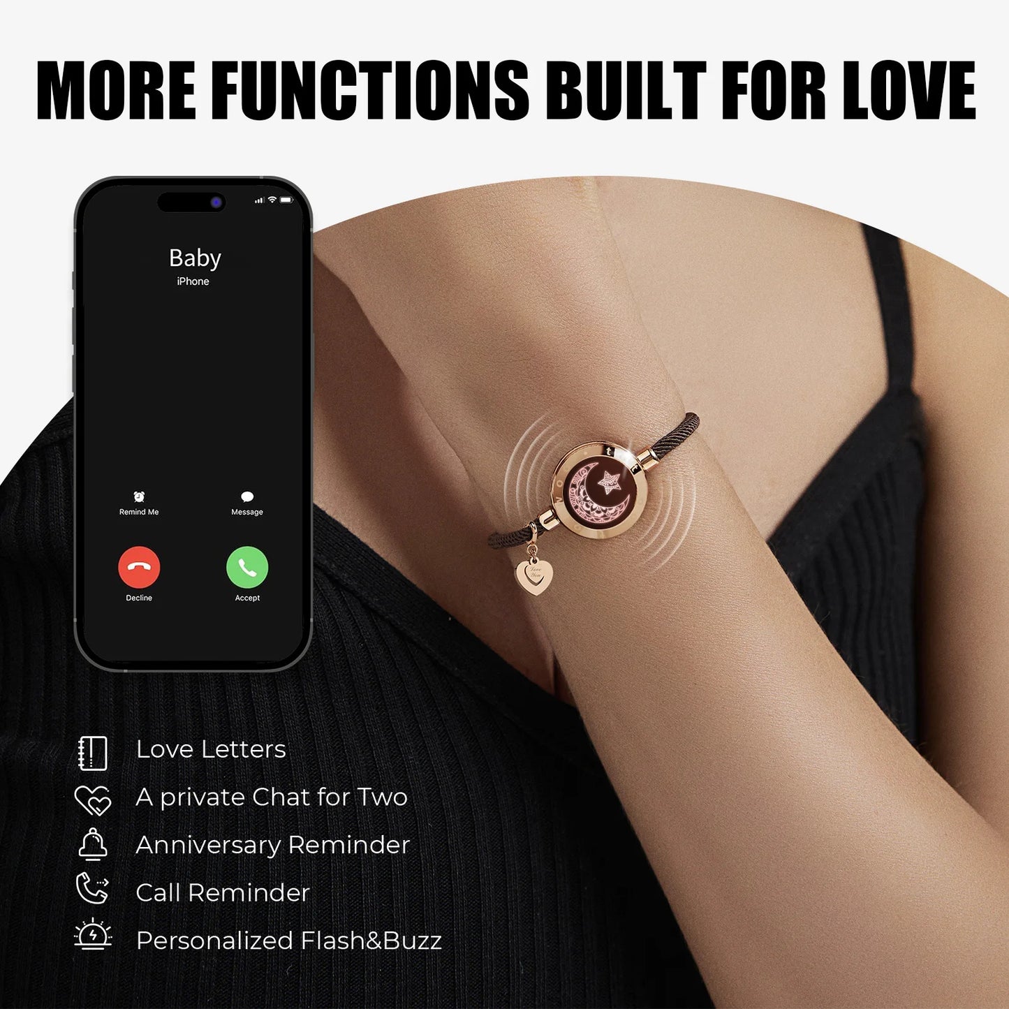 Totwoo luminous and vibrating touch bracelets for long-distance couples