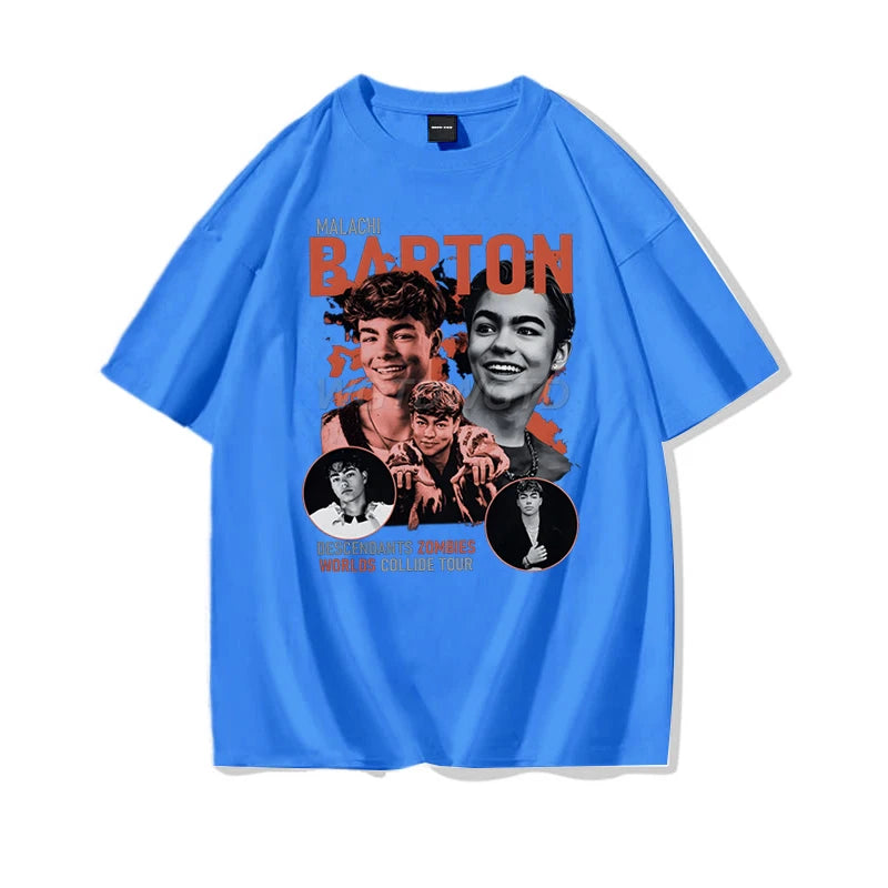 Men Women Clothing Descendants Zombies World Tour Matching Shirt Malachi Barton Cotton T-Shirt Disneyland Summer Tour 2025 Shirt