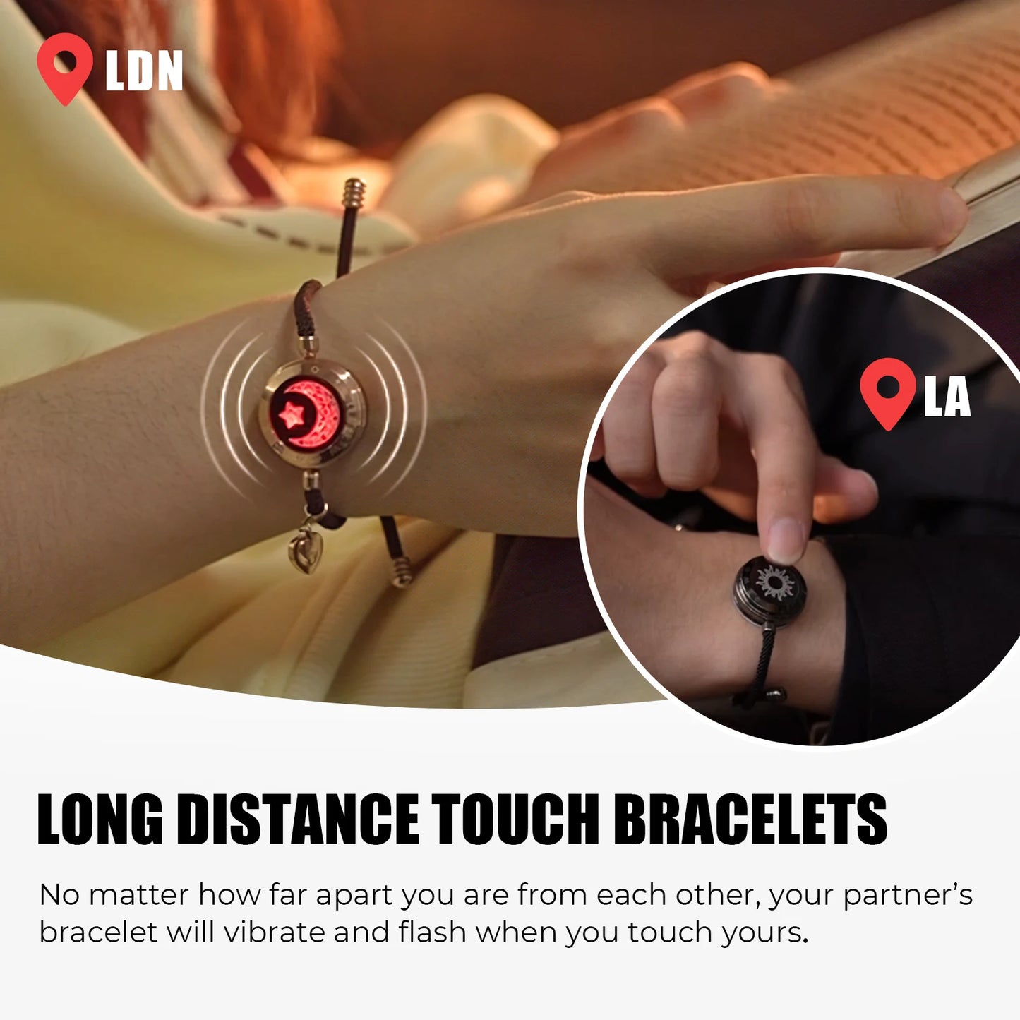 Totwoo luminous and vibrating touch bracelets for long-distance couples