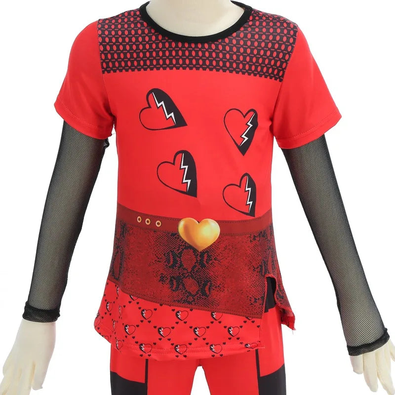 Movie The Rise of Red Cosplay Costume for Girls Christmas Halloween Carnival Dress Descendants 4 New Year Full Set Outfits Wig