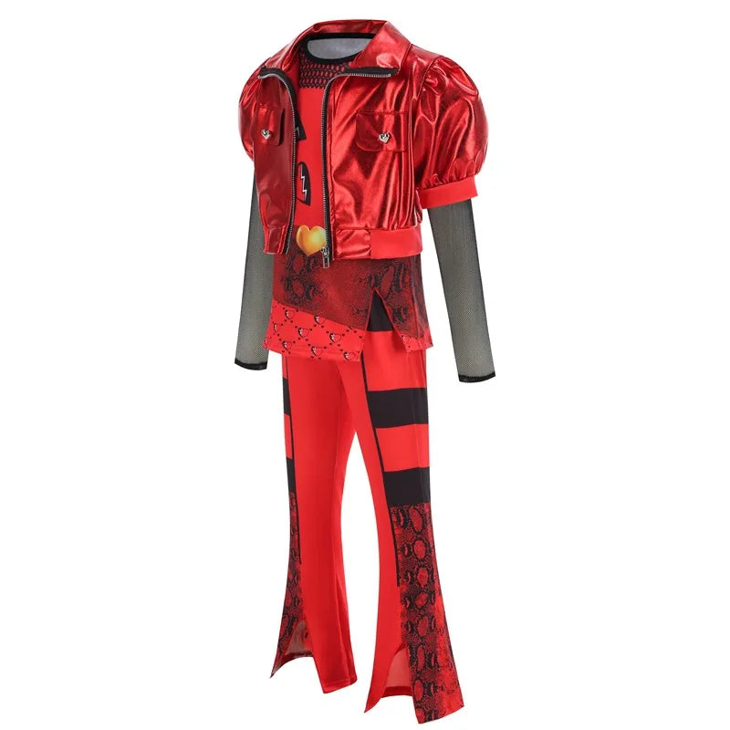 Movie The Rise of Red Cosplay Costume for Girls Christmas Halloween Carnival Dress Descendants 4 New Year Full Set Outfits Wig