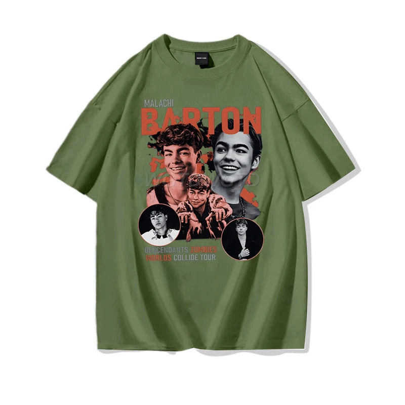 Men Women Clothing Descendants Zombies World Tour Matching Shirt Malachi Barton Cotton T-Shirt Disneyland Summer Tour 2025 Shirt
