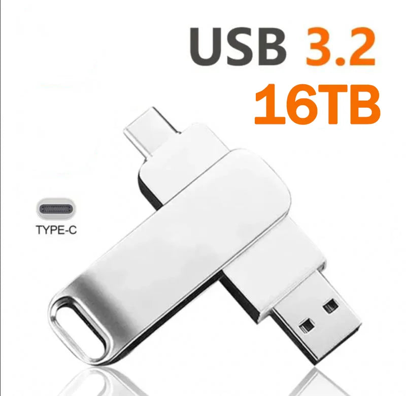 16TB Flash Drives USB 3.2 High Speed USB Transfer Metal Pendrive Memory Card Pendrive Flash Disk Memoria Waterproof Stick