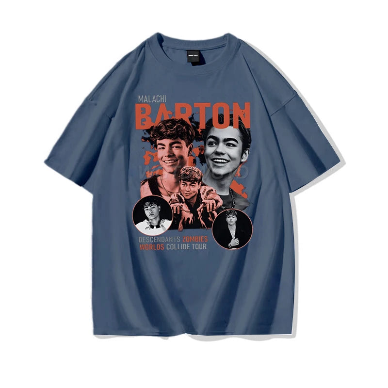 Men Women Clothing Descendants Zombies World Tour Matching Shirt Malachi Barton Cotton T-Shirt Disneyland Summer Tour 2025 Shirt