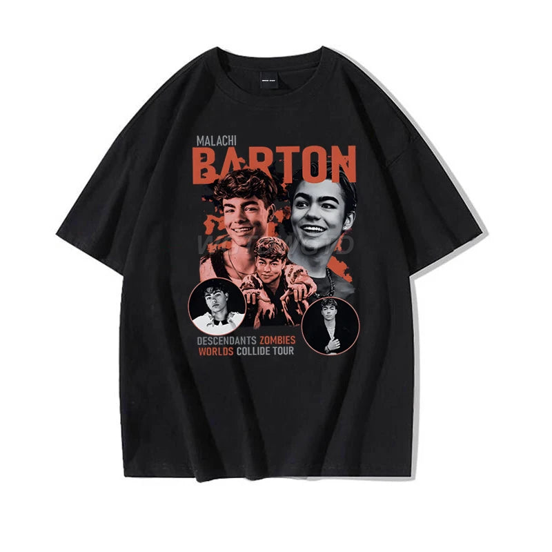 Men Women Clothing Descendants Zombies World Tour Matching Shirt Malachi Barton Cotton T-Shirt Disneyland Summer Tour 2025 Shirt