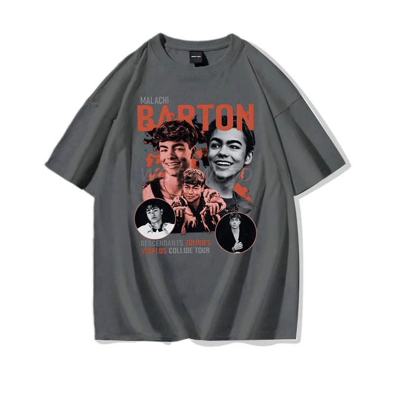 Men Women Clothing Descendants Zombies World Tour Matching Shirt Malachi Barton Cotton T-Shirt Disneyland Summer Tour 2025 Shirt