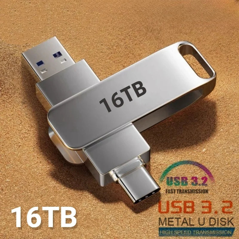 16TB Flash Drives USB 3.2 High Speed USB Transfer Metal Pendrive Memory Card Pendrive Flash Disk Memoria Waterproof Stick