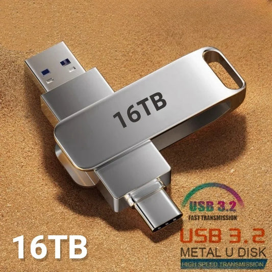 16TB Flash Drives USB 3.2 High Speed USB Transfer Metal Pendrive Memory Card Pendrive Flash Disk Memoria Waterproof Stick