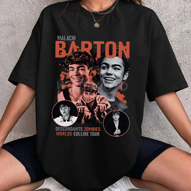 Men Women Clothing Descendants Zombies World Tour Matching Shirt Malachi Barton Cotton T-Shirt Disneyland Summer Tour 2025 Shirt