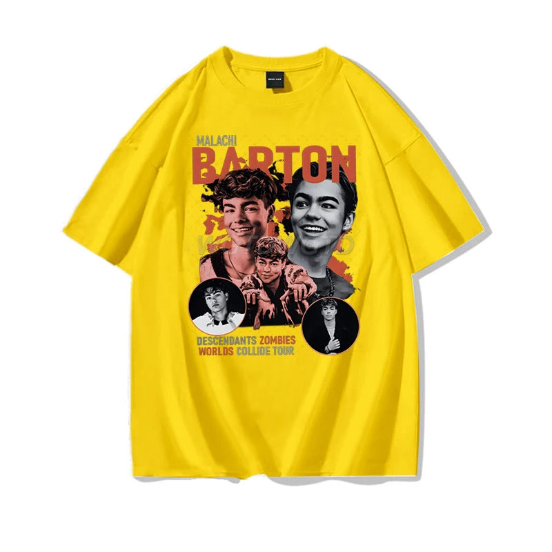 Men Women Clothing Descendants Zombies World Tour Matching Shirt Malachi Barton Cotton T-Shirt Disneyland Summer Tour 2025 Shirt