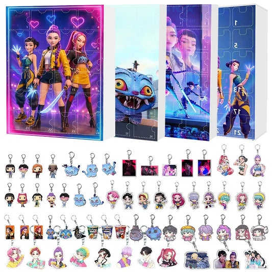 Kpop Demon Hunters Advent Calendar Christmas Countdown Advent Calendar Gift 24 Days Blind Box Keychain Pendant Gift for Kids