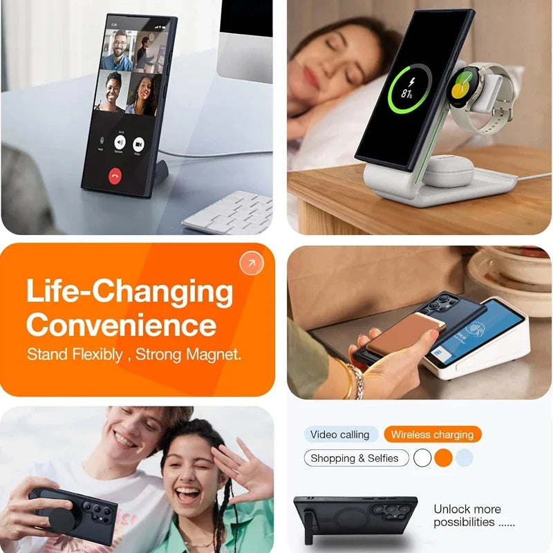 UYUXIO Magnetic Phone Case with Kickstand for Samsung Galaxy