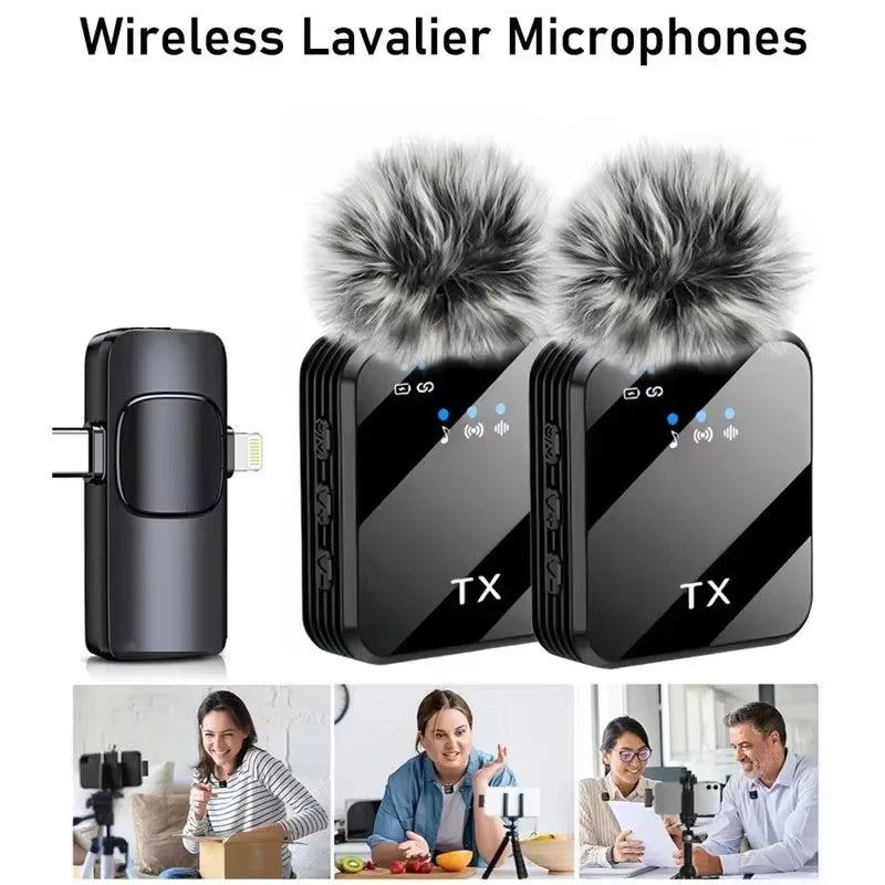 2IN1 Wireless Lavalier Microphone for Camera/iPhone/Android Broadcast Microphone for Video Recording Podcast Noise Reduction mic