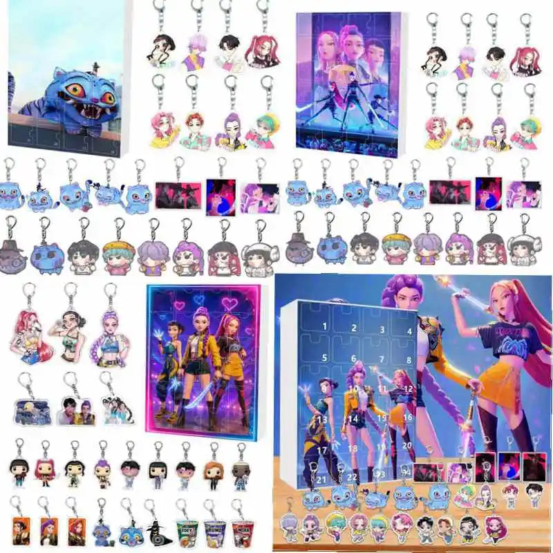 Kpop Demon Hunters Advent Calendar Christmas Countdown Advent Calendar Gift 24 Days Blind Box Keychain Pendant Gift for Kids