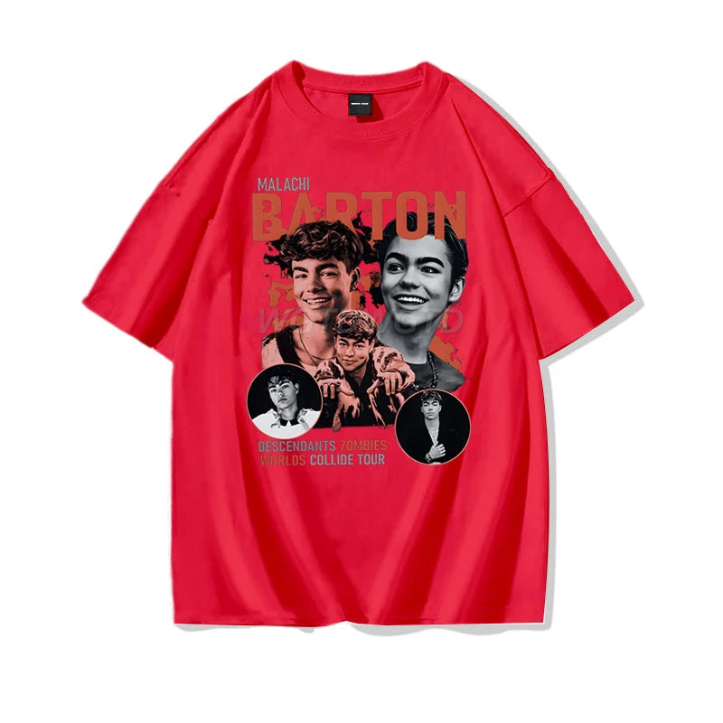 Men Women Clothing Descendants Zombies World Tour Matching Shirt Malachi Barton Cotton T-Shirt Disneyland Summer Tour 2025 Shirt