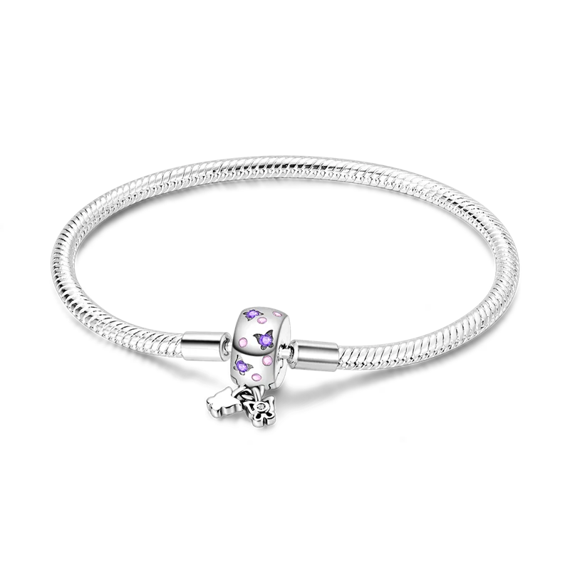 925 Sterling Silver Bracelets 17-20CM Original Leaf Clover Butterfly Heart Bracelet Fit DIY Charms Beads Fashion Women Jewelry