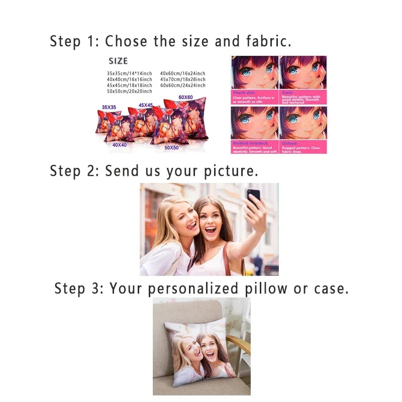 DIY Photo Custom Design Print Anime Dakimakura Pillow Case Soft Customized Cushion Cover Rectangulart Pillowcase Dropshipping
