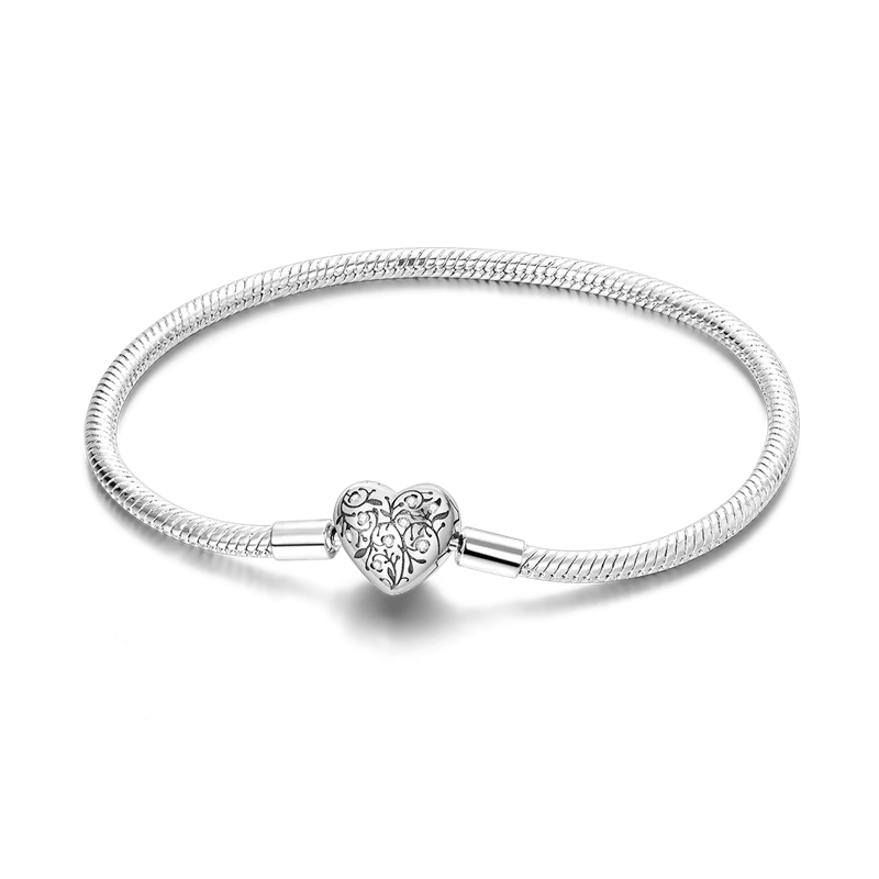 925 Sterling Silver Bracelets 17-20CM Original Leaf Clover Butterfly Heart Bracelet Fit DIY Charms Beads Fashion Women Jewelry