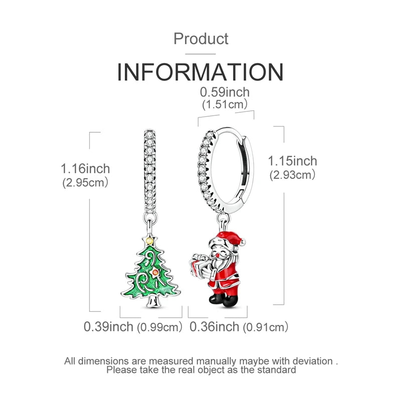 925 Sterling Silver Earrings Women Sparkling Merry Christmas Drop Earring For Anniversary Wedding Jewelry Gifts