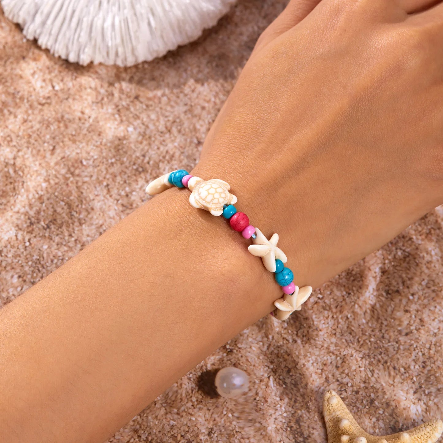 Simple Handmade Braided Shell Bracelets for Women Bohemian Starfish Turtle Adjustable Bracelets Friendship Beach Holiday Jewelry