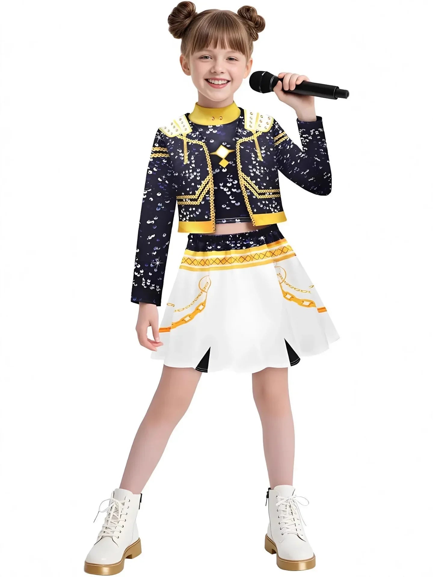 Kids Girls K-pop Rumi Zoey Cosplay Huntrix Costume 3D Print Demon Hunters Mira Stage Costumes Child Halloween Party Clolthes Set