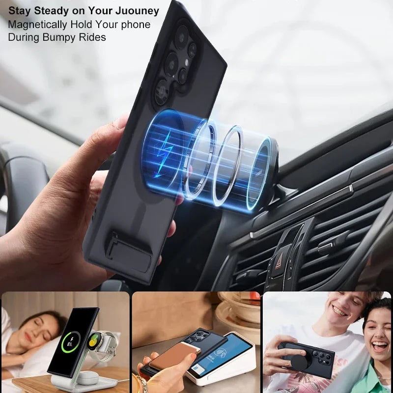 UYUXIO Magnetic Phone Case with Kickstand for Samsung Galaxy