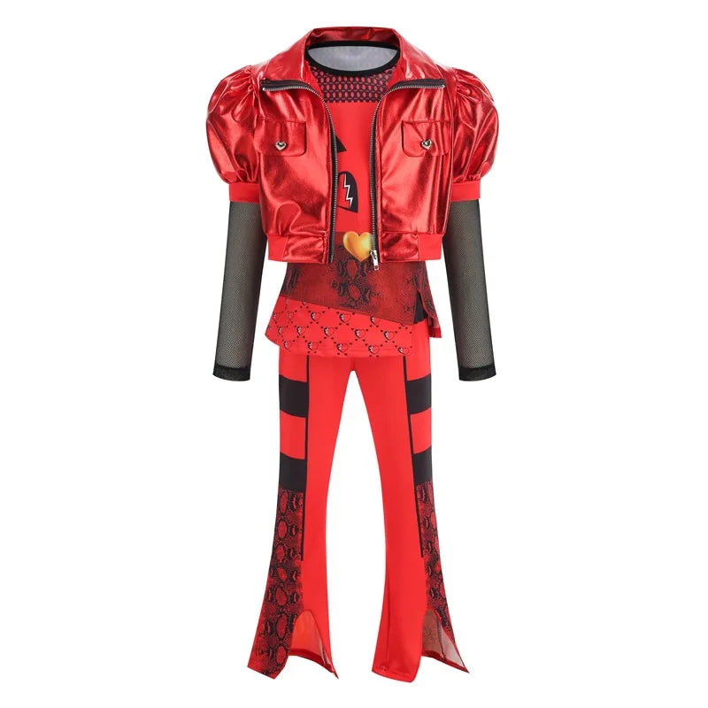 Movie The Rise of Red Cosplay Costume for Girls Christmas Halloween Carnival Dress Descendants 4 New Year Full Set Outfits Wig