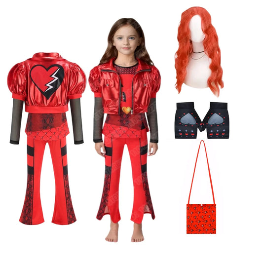 Movie The Rise of Red Cosplay Costume for Girls Christmas Halloween Carnival Dress Descendants 4 New Year Full Set Outfits Wig